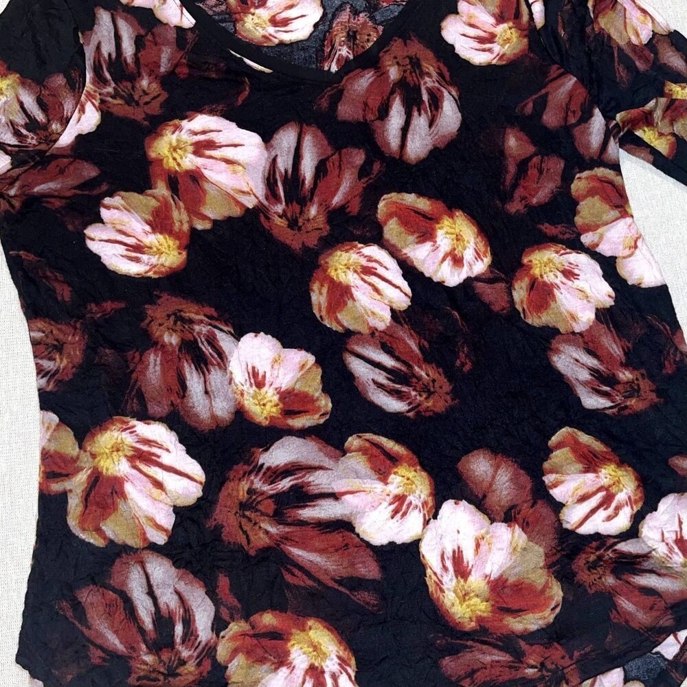 Simply Vera Vera Wang | Crinkle Watercolor Floral Long Sleeve Top | PXL - Picture 3 of 9